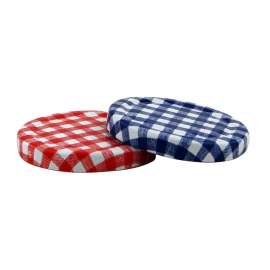 63mm Red Gingham lids - Pack of 100