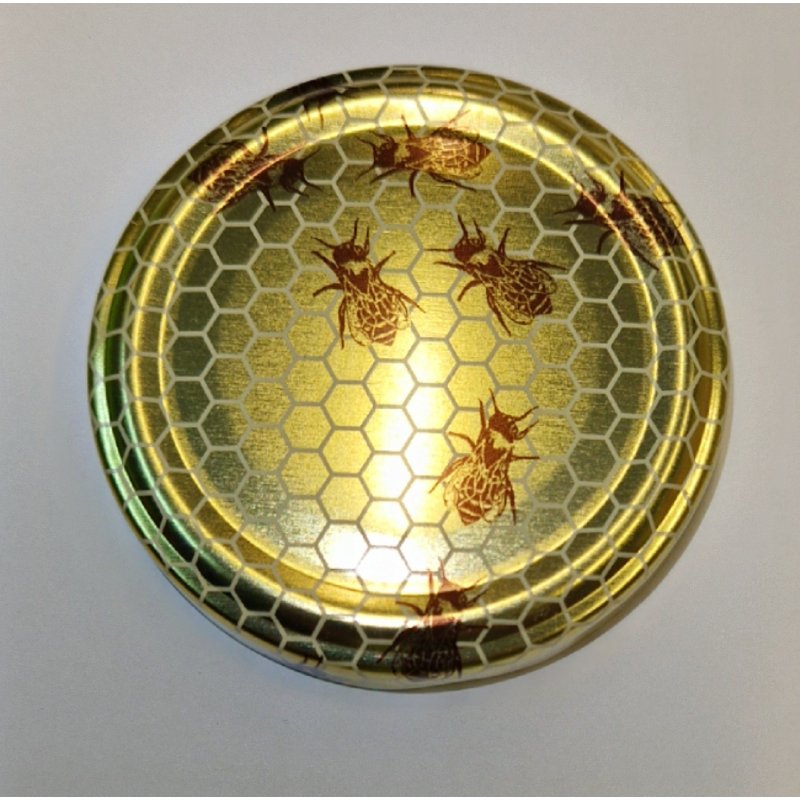 100 x 63mm Bee on Honeycomb lids