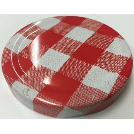 82mm Red gingham lids - Pack of 100