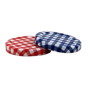 63mm Blue Gingham lids - Pack of 100