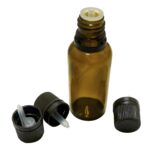 GL18 Black tamper evident cap with drop dispensing insert to suit amber dropper bottles - 100 per pack