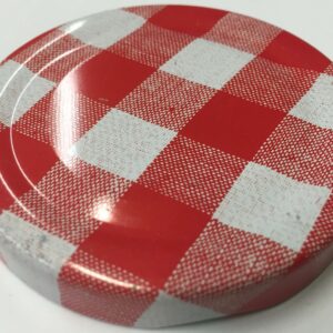 82mm Red gingham lids - Pack of 100