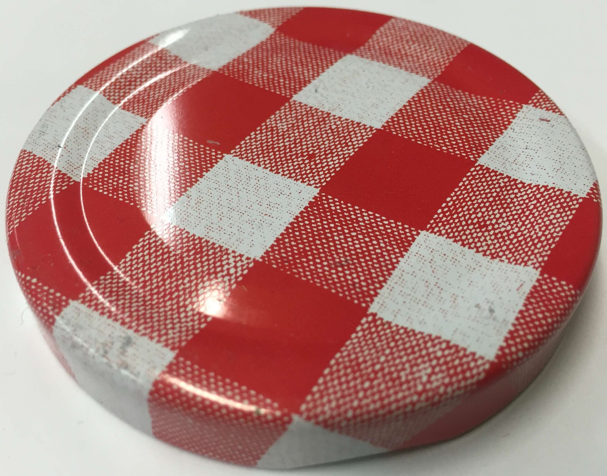 82mm Red gingham lids - Pack of 100