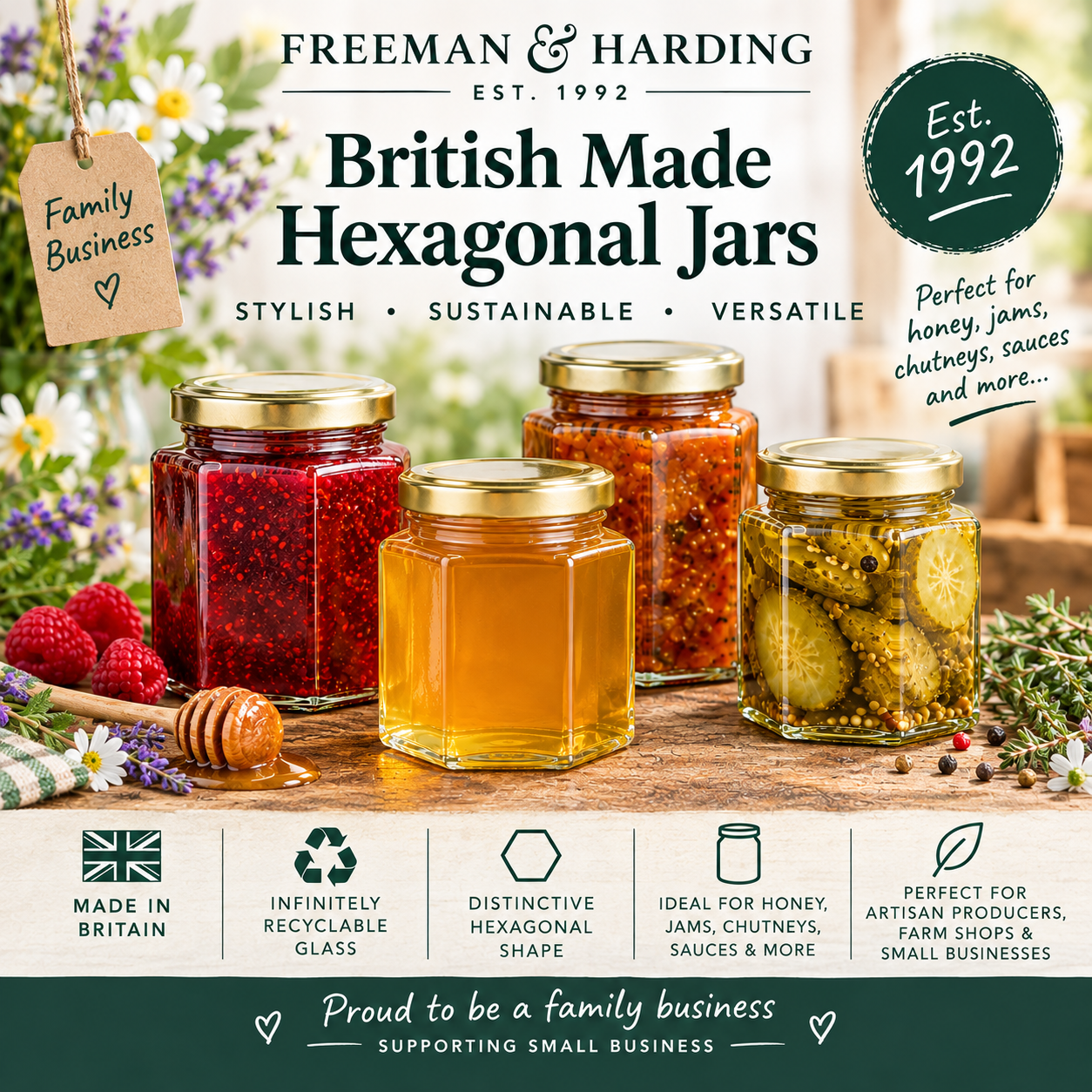 1584 x 280ml hexagonal jars & lids