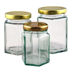 British Made Hexagonal Glass Jars